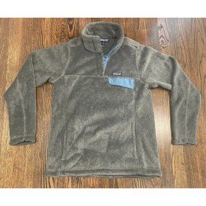 Patagonia Pullover Synchilla Snap T Fleece Gray Teal Trim Womens Size M Medium